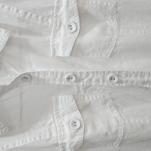 Hallhuber basic 100 % Leinen  Elegant White Button-Up Dress - Picture 6 of 16